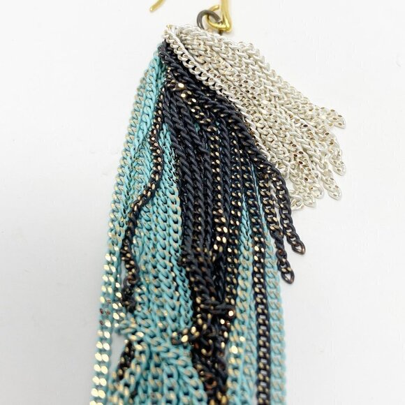 Tri-color Chain Dangle Statement Earrings - Picture 4 of 9